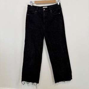 Oliver Logan Jeans Womens 27  Black Aberdeen Wide Leg Crop Raw Hem High Rise